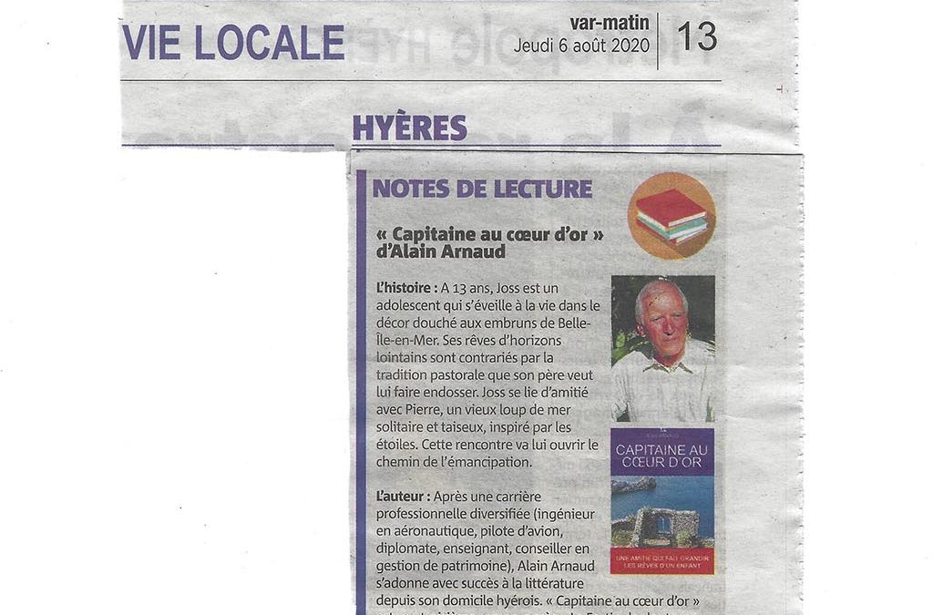 Article de Var Matin du journaliste Sylvain MOUHOT