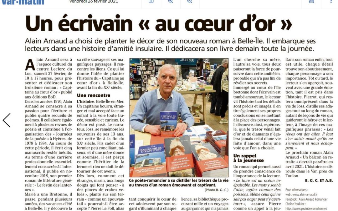 Article des journalistes Alain Bédrane et Bélinda Gaianem-Cunat paru dans VAR-MATIN le 26-02-2021